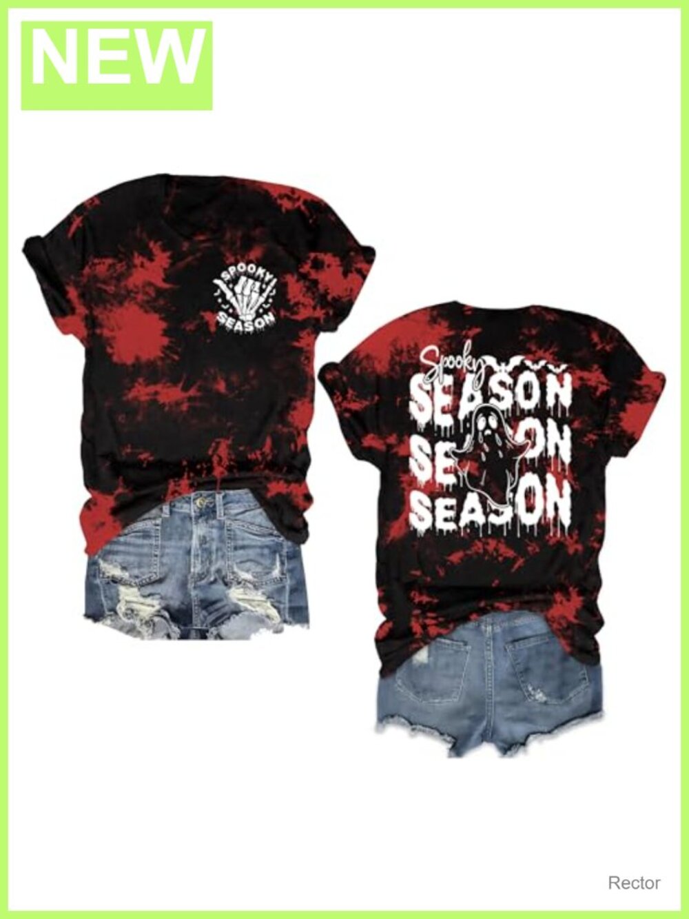Spooky Season Ghost T-Shirt Women Cotton Blend Crew Neck Halloween Tee